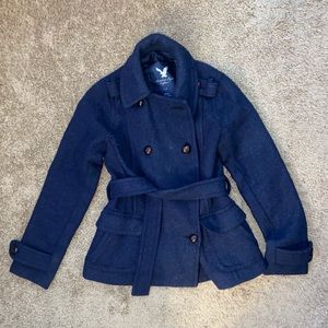 American eagle navy blue wool pea coat size small